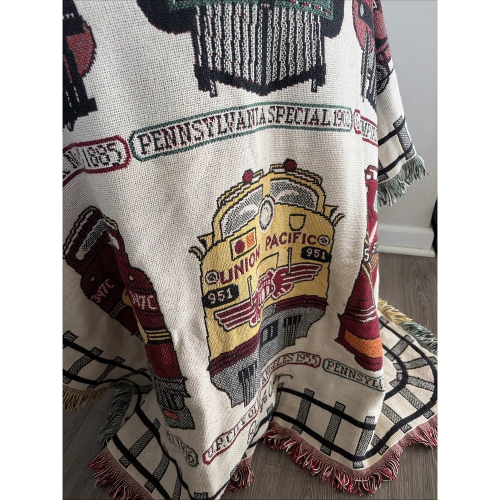 Vintage Railroad Train Engine Tapestry Throw Blanket Track Western Thomas Tank